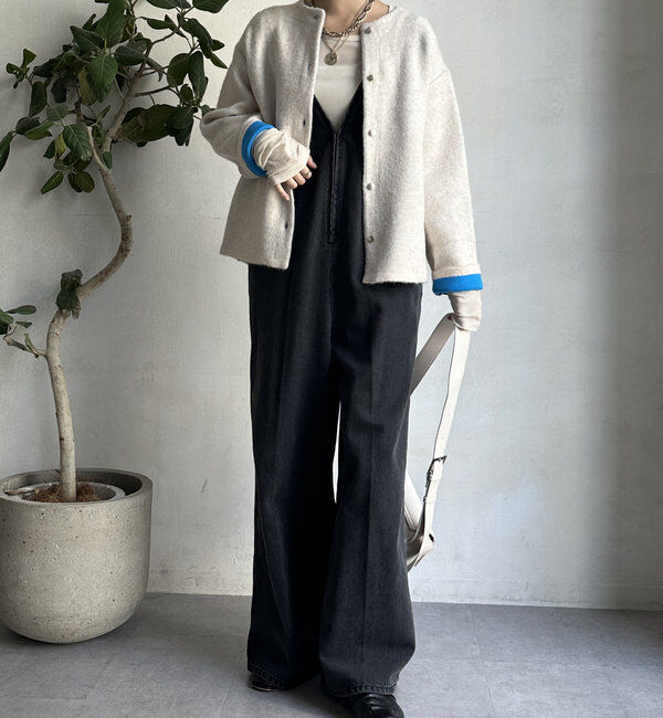  「【WEB限定】ダブルフェイスニットショートコート」|カーディガン|