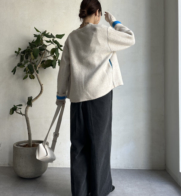  「【WEB限定】ダブルフェイスニットショートコート」|カーディガン|