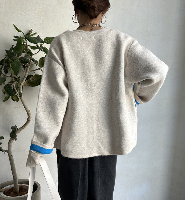  「【WEB限定】ダブルフェイスニットショートコート」|カーディガン|