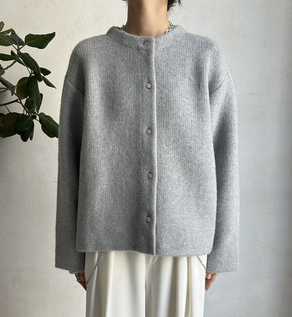  「【WEB限定】ダブルフェイスニットショートコート」|カーディガン|