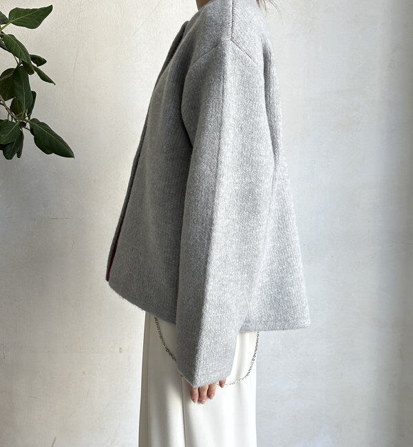  「【WEB限定】ダブルフェイスニットショートコート」|カーディガン|