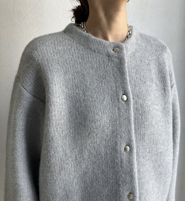  「【WEB限定】ダブルフェイスニットショートコート」|カーディガン|
