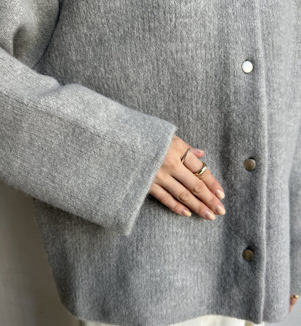  「【WEB限定】ダブルフェイスニットショートコート」|カーディガン|