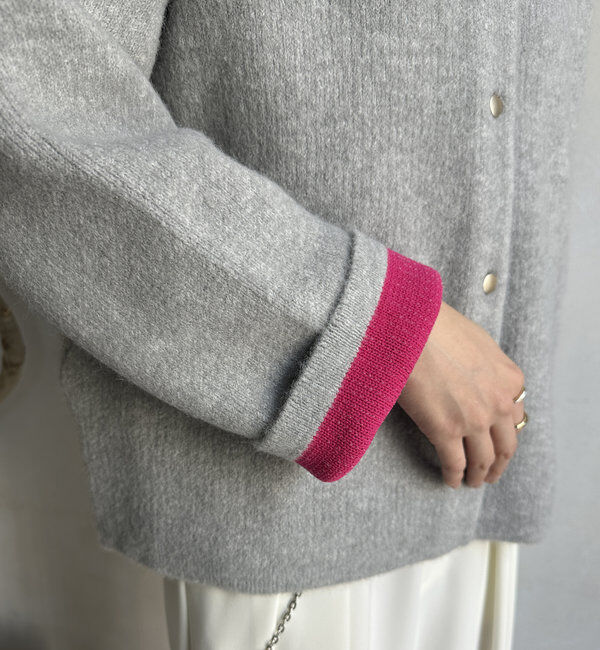  「【WEB限定】ダブルフェイスニットショートコート」|カーディガン|