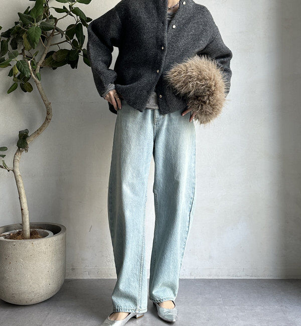  「【WEB限定】ダブルフェイスニットショートコート」|カーディガン|