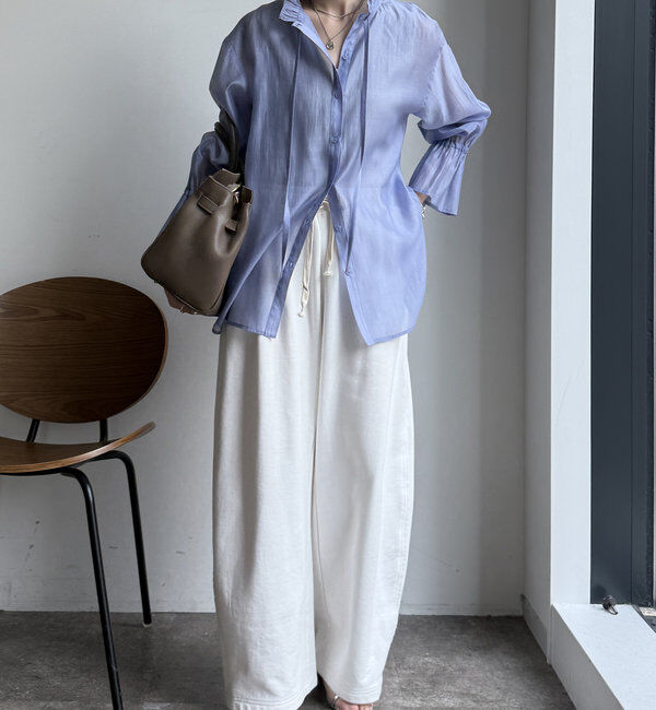  「シアースタンドフリルブラウス」|シャツ・ブラウス|