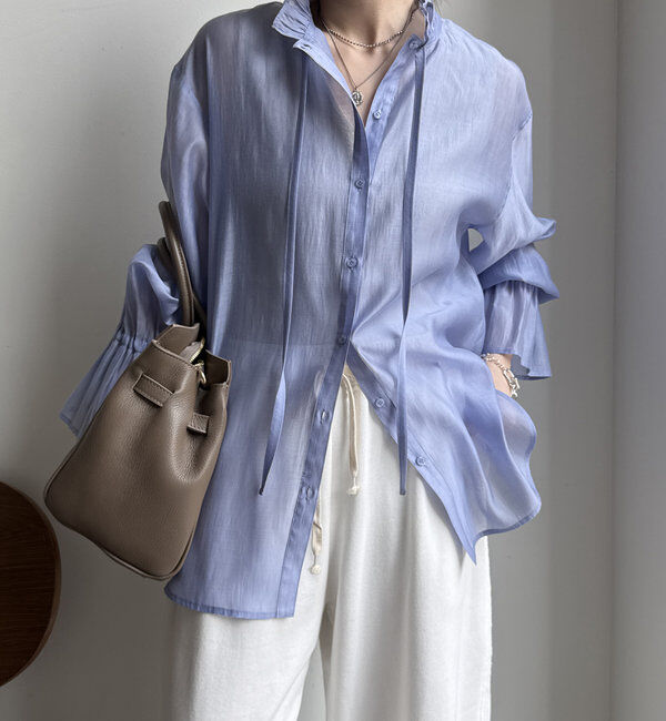  「シアースタンドフリルブラウス」|シャツ・ブラウス|