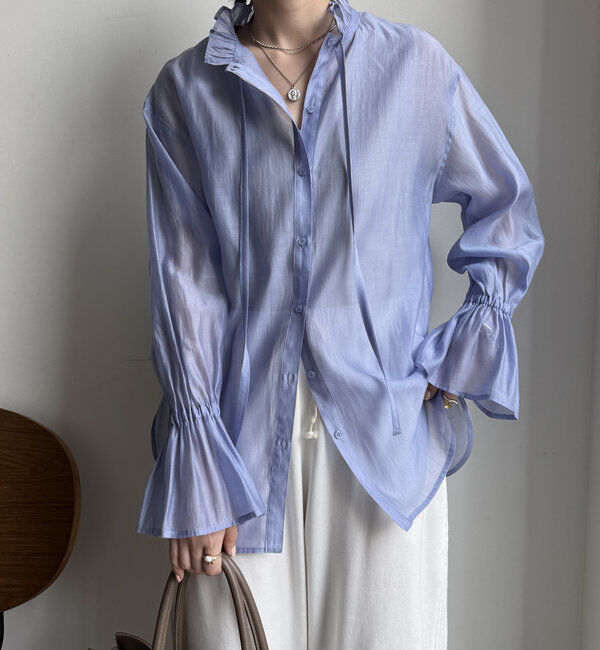  「シアースタンドフリルブラウス」|シャツ・ブラウス|