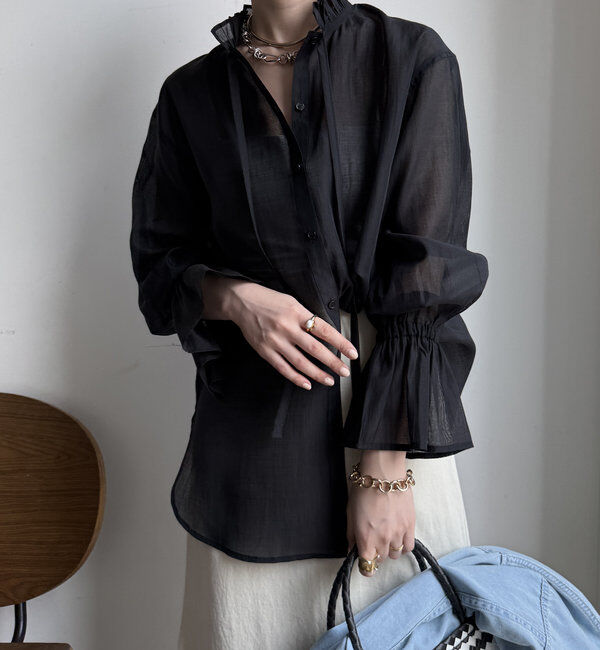  「シアースタンドフリルブラウス」|シャツ・ブラウス|