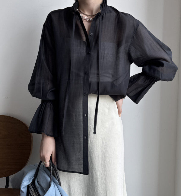  「シアースタンドフリルブラウス」|シャツ・ブラウス|