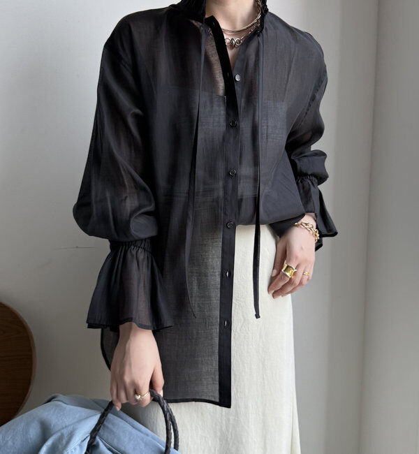  「シアースタンドフリルブラウス」|シャツ・ブラウス|