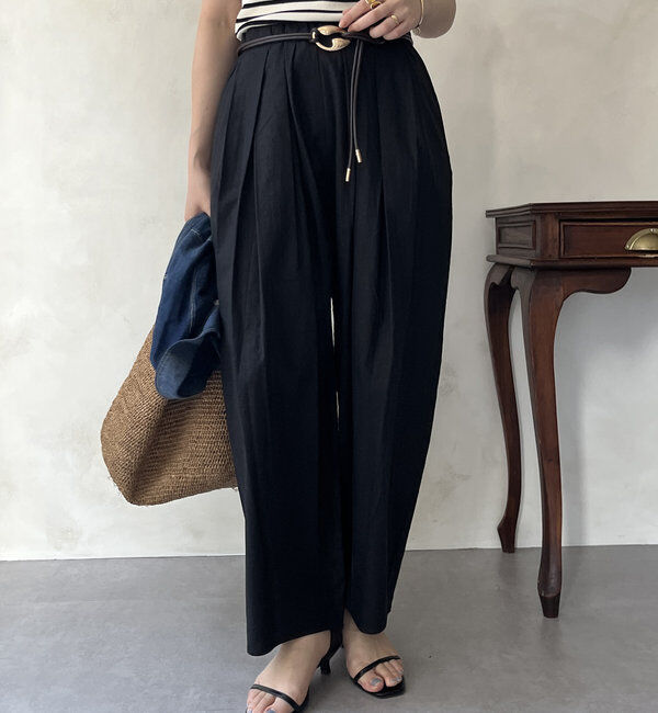  「【WEB限定】ランダムタックパンツ」|チノ|ブラック