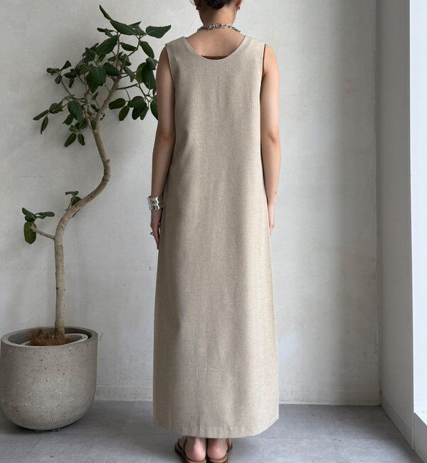  「【WEB限定】リネン混深Vジャンスカ」|ワンピース|