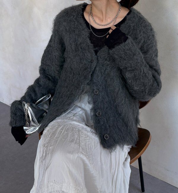 「【WEB限定】ロングシャギーカーディガン」|カーディガン|
