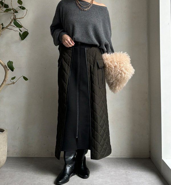  「【WEB限定】キルト切替スカート」|スカート|