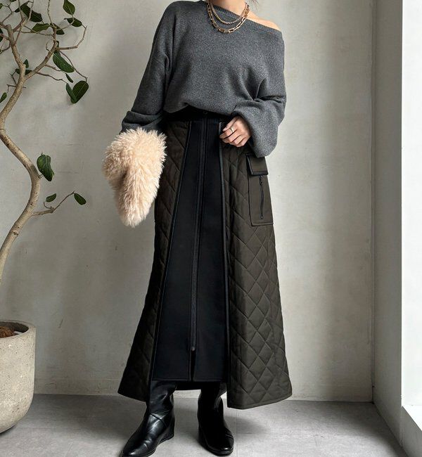 「【WEB限定】キルト切替スカート」|スカート|