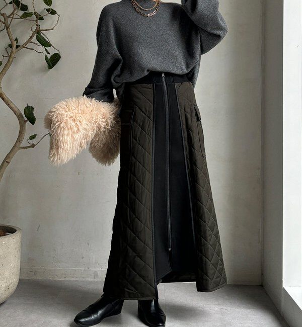 「【WEB限定】キルト切替スカート」|スカート|