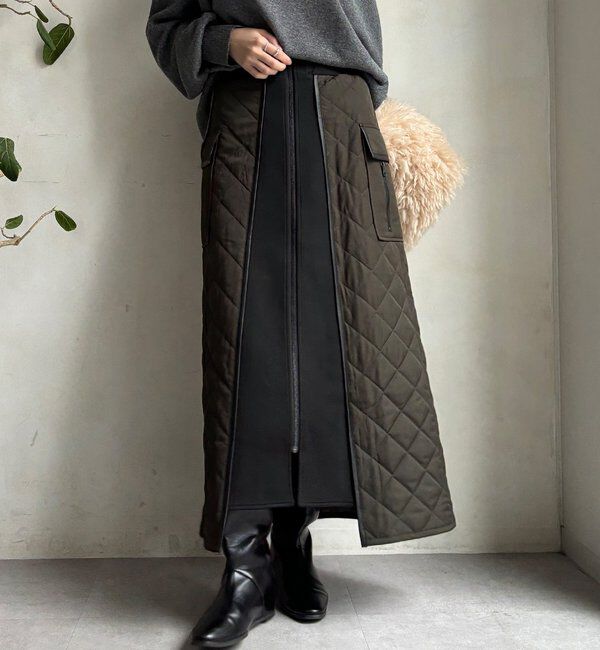  「【WEB限定】キルト切替スカート」|スカート|