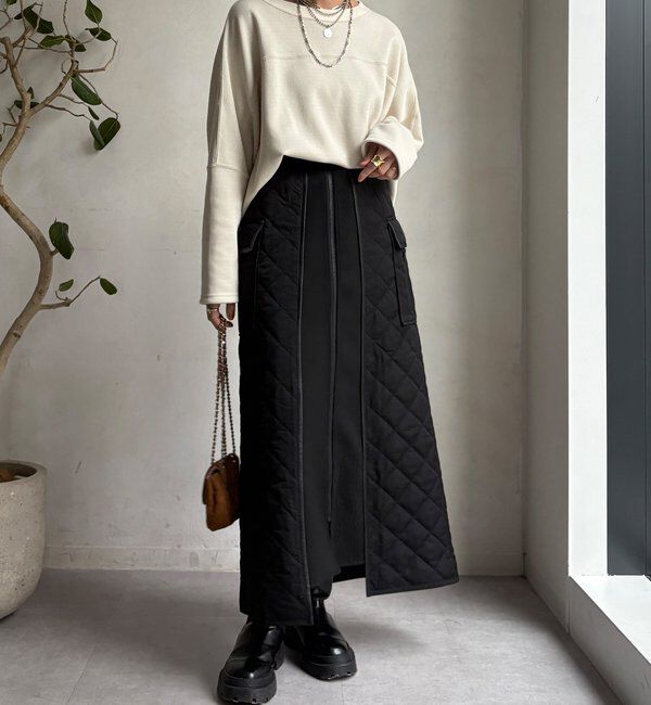  「【WEB限定】キルト切替スカート」|スカート|