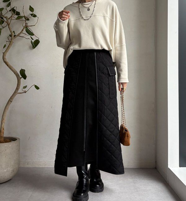  「【WEB限定】キルト切替スカート」|スカート|