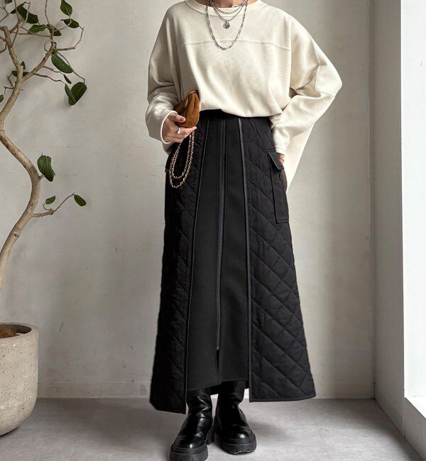  「【WEB限定】キルト切替スカート」|スカート|