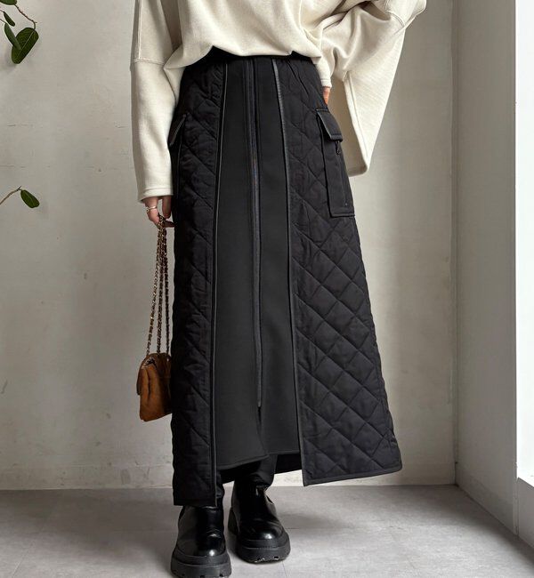  「【WEB限定】キルト切替スカート」|スカート|