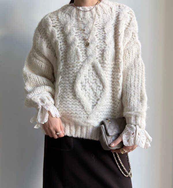  「【WEB限定】ローゲージケーブルニット」|ニット・セーター|