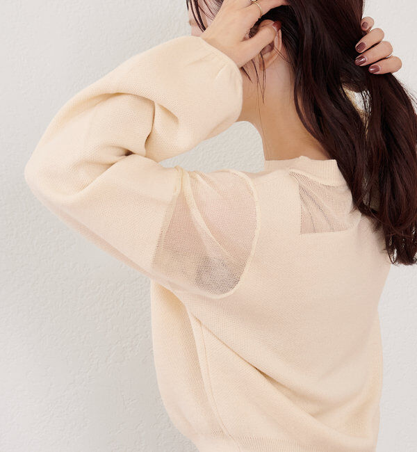  「B シアー配色ニットプルオーバー」|その他|