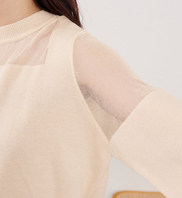  「B シアー配色ニットプルオーバー」|その他|