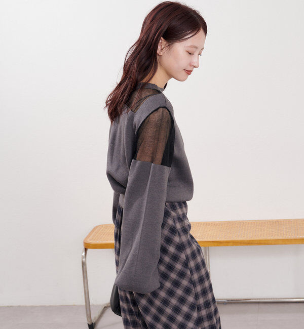  「B シアー配色ニットプルオーバー」|その他|