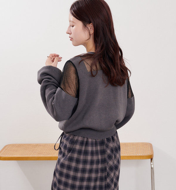  「B シアー配色ニットプルオーバー」|その他|