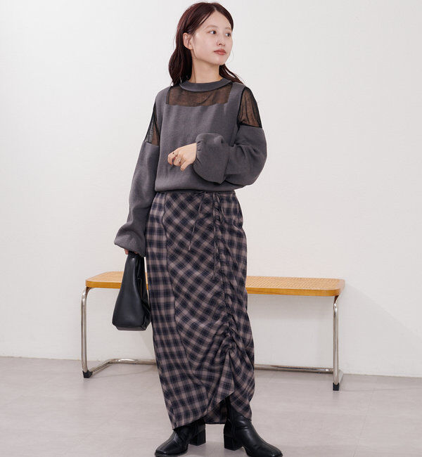  「B シアー配色ニットプルオーバー」|その他|