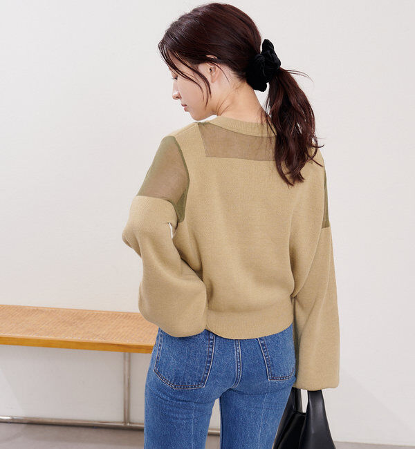  「B シアー配色ニットプルオーバー」|その他|