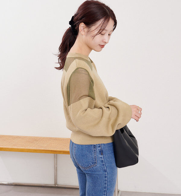  「B シアー配色ニットプルオーバー」|その他|