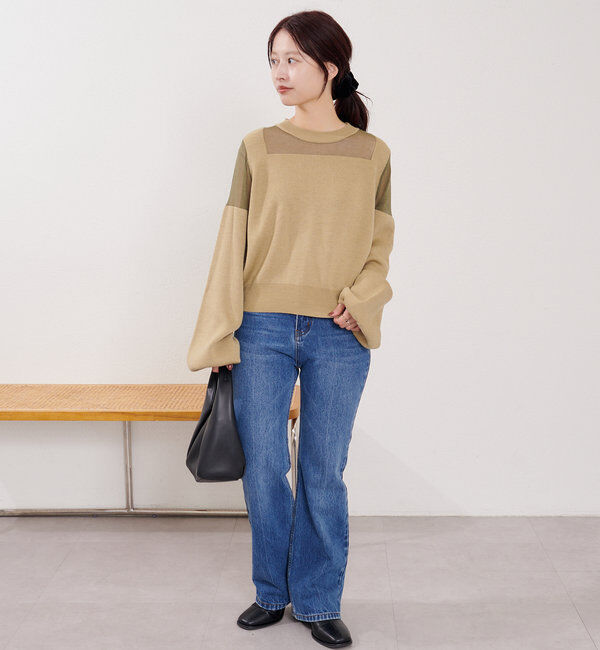  「B シアー配色ニットプルオーバー」|その他|