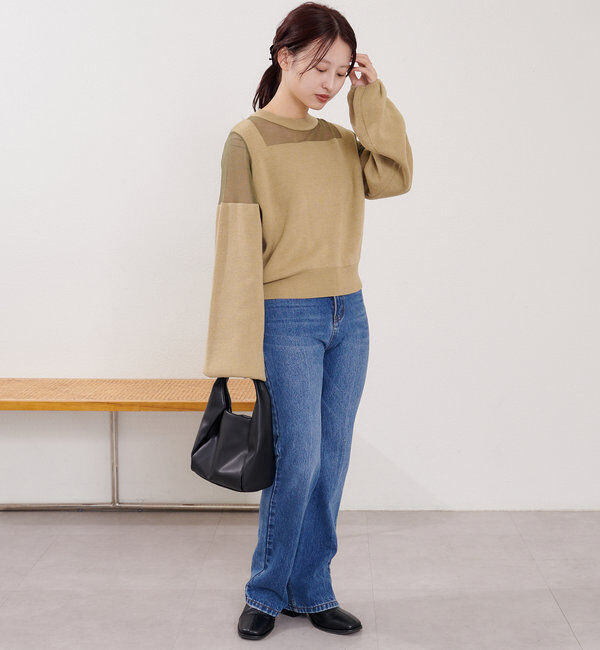  「B シアー配色ニットプルオーバー」|その他|