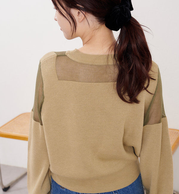  「B シアー配色ニットプルオーバー」|その他|