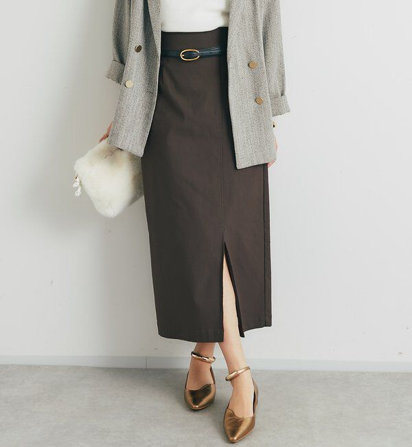  「《オールシーズン着まわせる》ストレッチナロースカート」|スカート|ブラウン