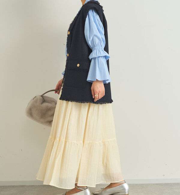  「《清涼感アリ・ドラマチックなシルエット》ワッシャーティアードスカート」|スカート|