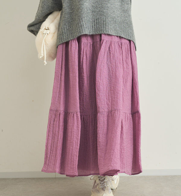  「《清涼感アリ・ドラマチックなシルエット》ワッシャーティアードスカート」|スカート|