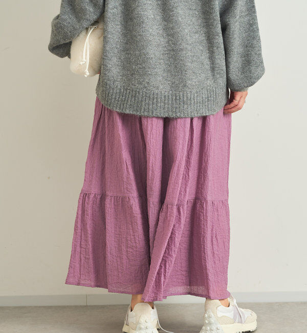  「《清涼感アリ・ドラマチックなシルエット》ワッシャーティアードスカート」|スカート|