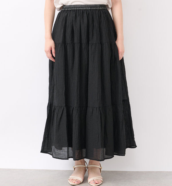  「《清涼感アリ・ドラマチックなシルエット》ワッシャーティアードスカート」|スカート|