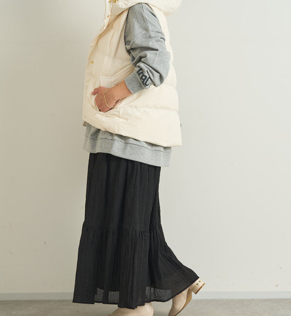  「《清涼感アリ・ドラマチックなシルエット》ワッシャーティアードスカート」|スカート|