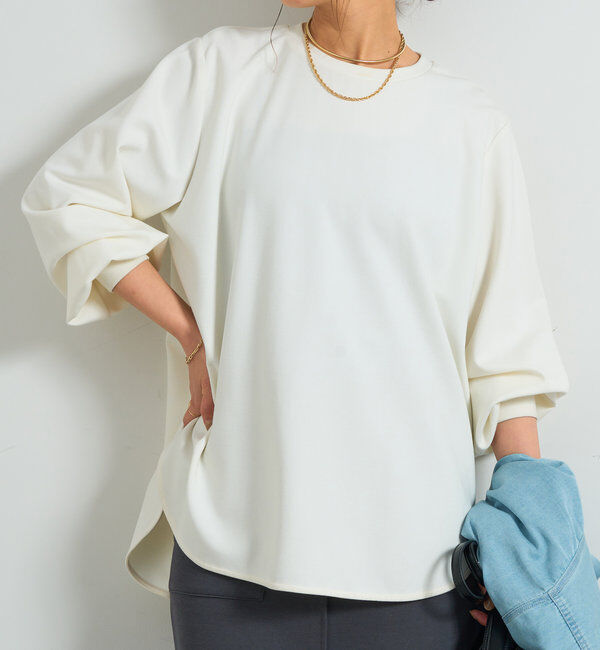  「《楽ちんキレイ見え》ラウンドヘムシンプルロングプルオーバー」|Tシャツ・カットソー|