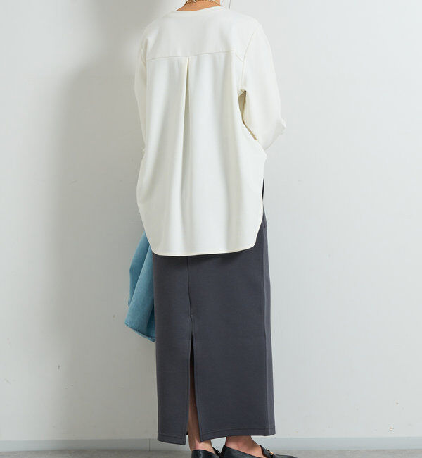  「《楽ちんキレイ見え》ラウンドヘムシンプルロングプルオーバー」|Tシャツ・カットソー|