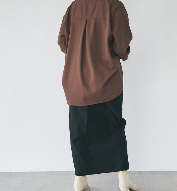  「《楽ちんキレイ見え》ラウンドヘムシンプルロングプルオーバー」|Tシャツ・カットソー|