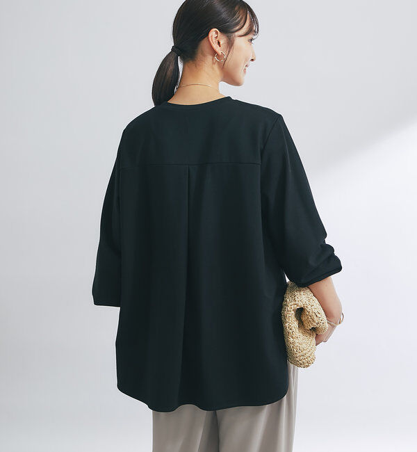  「《楽ちんキレイ見え》ラウンドヘムシンプルロングプルオーバー」|Tシャツ・カットソー|