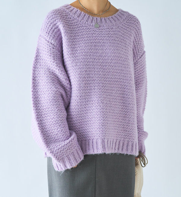  「アルパカタッチローゲージプルオーバー」|ニット・セーター|パープル