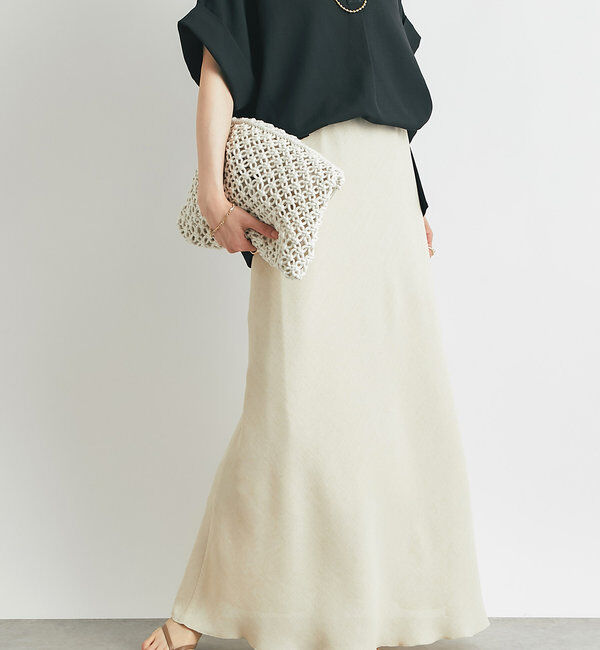  「メッシュフレアスカート」|スカート|ベージュ