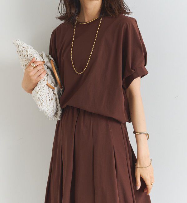  「《夏に快適・セットアップ対応◎》撥水加工・接触冷感タックデザインブラウス」|シャツ・ブラウス|ブラウン